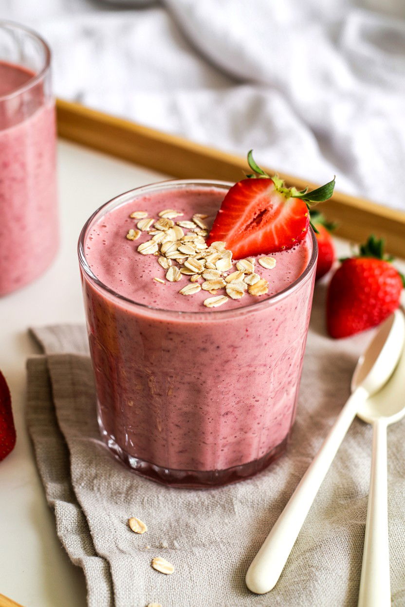 Strawberry Oatmeal Smoothie - 25 Valentine's Day Smoothie Recipes
