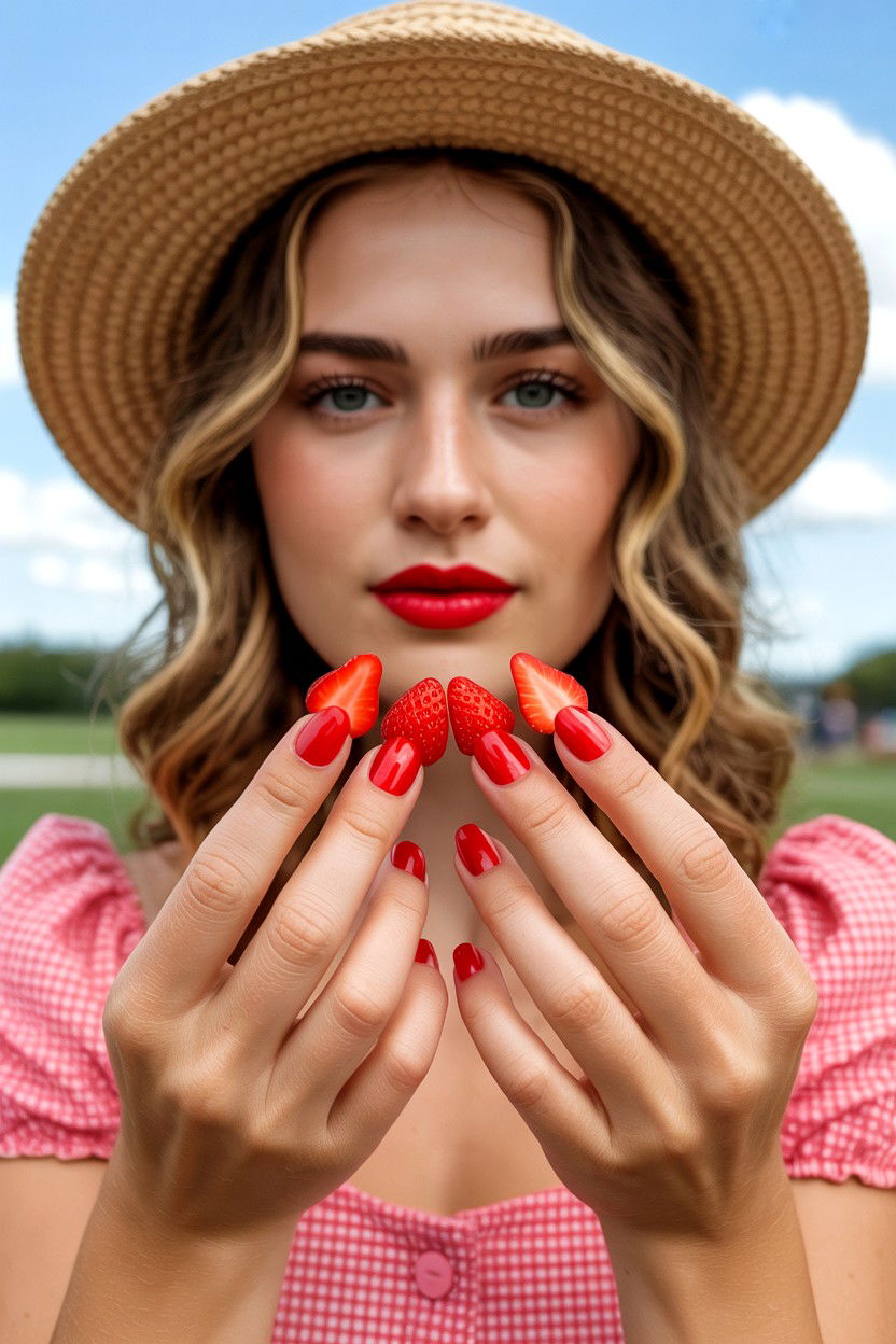 Strawberry Press On Nails - 25 Valentine's Day Press On Nail Ideas