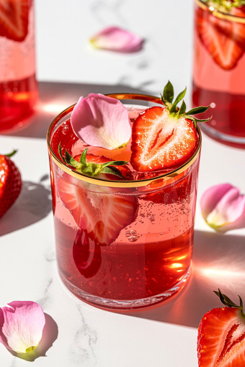 Strawberry Rose Mocktail - 25 Valentine's Day Mocktail Ideas