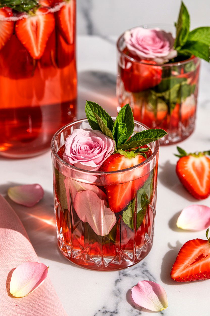 Strawberry Rose Sangria - 25 Valentine's Day Sangria Ideas