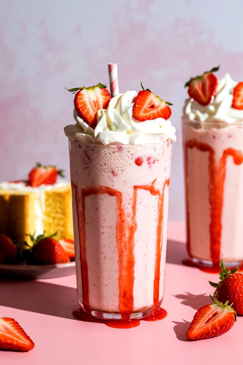 Strawberry Shortcake Milkshake - 25 Valentine's Day Milkshake Ideas