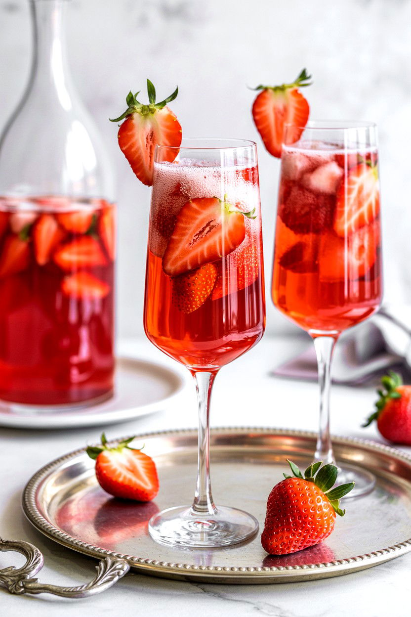 Strawberry Sparkling Mocktail - 25 Valentine's Day Non Alcoholic Drink Ideas