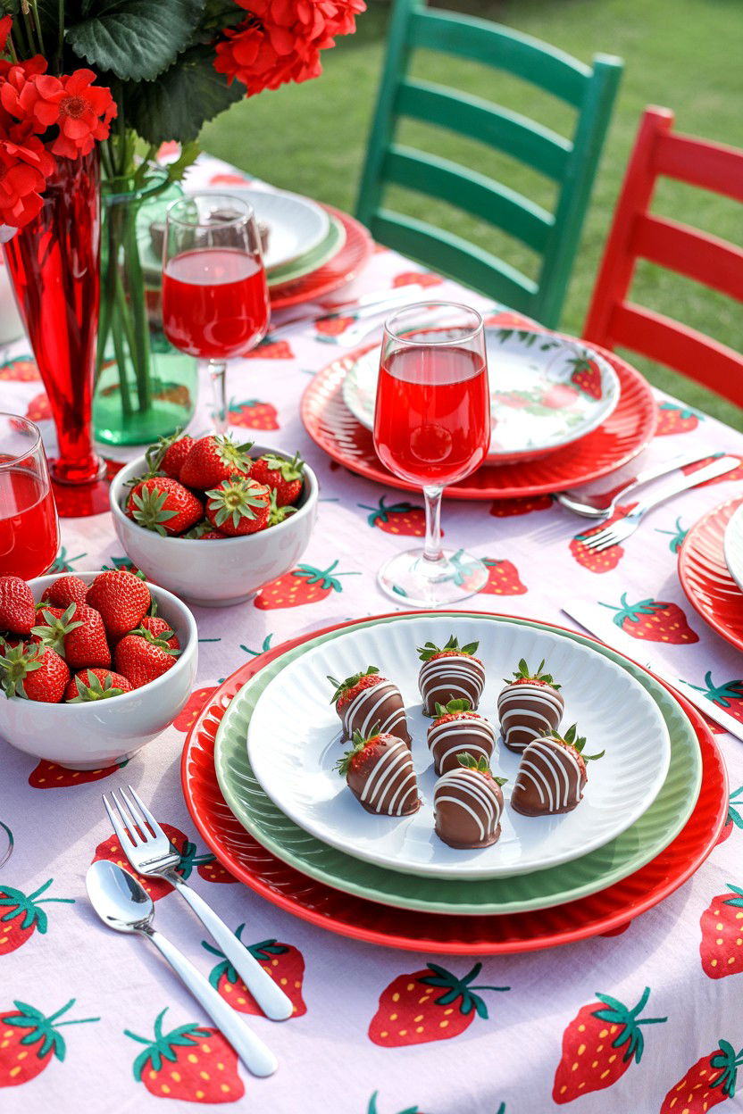 Strawberry Theme Decor - 25 Valentine's Day Brunch Table Ideas