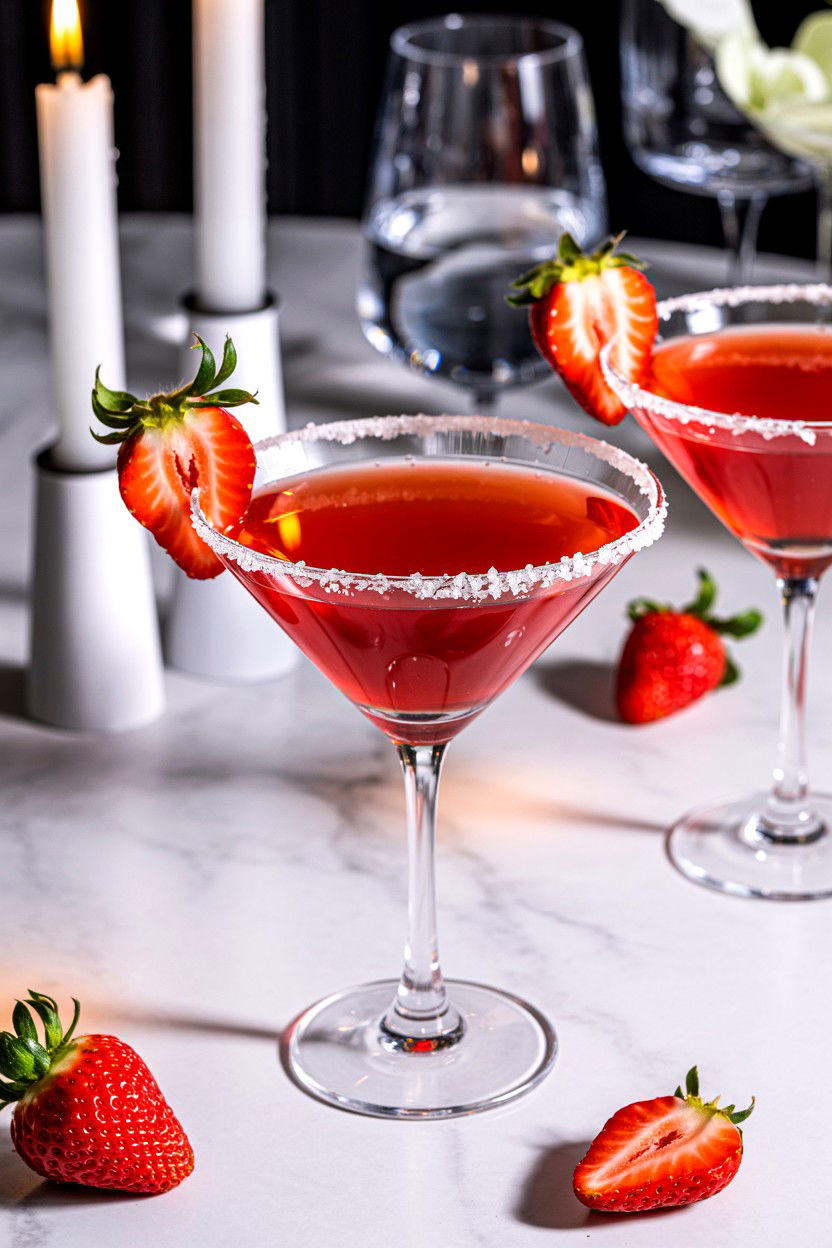 Strawberry Vodka Martini - 25 Valentine's Day Vodka Cocktails