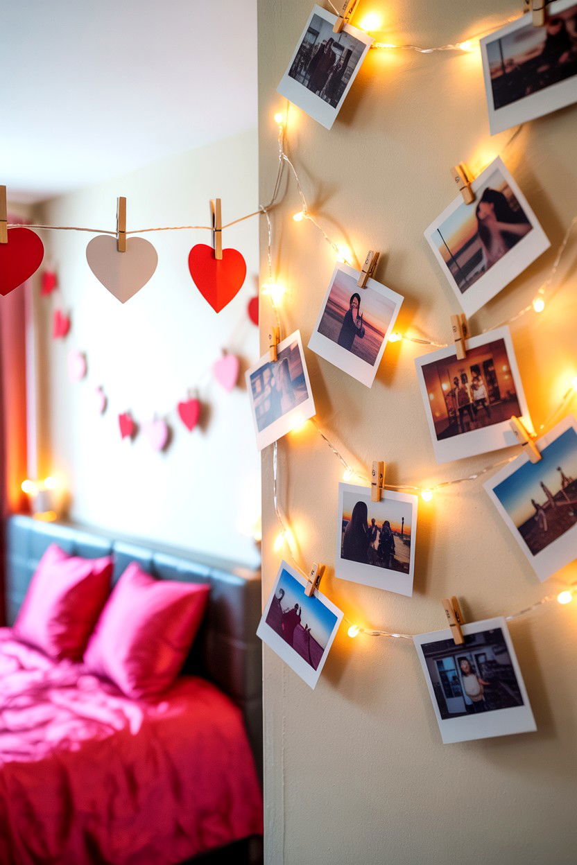 String Light Photos - 25 Budget Valentine's Day Room Setup Ideas