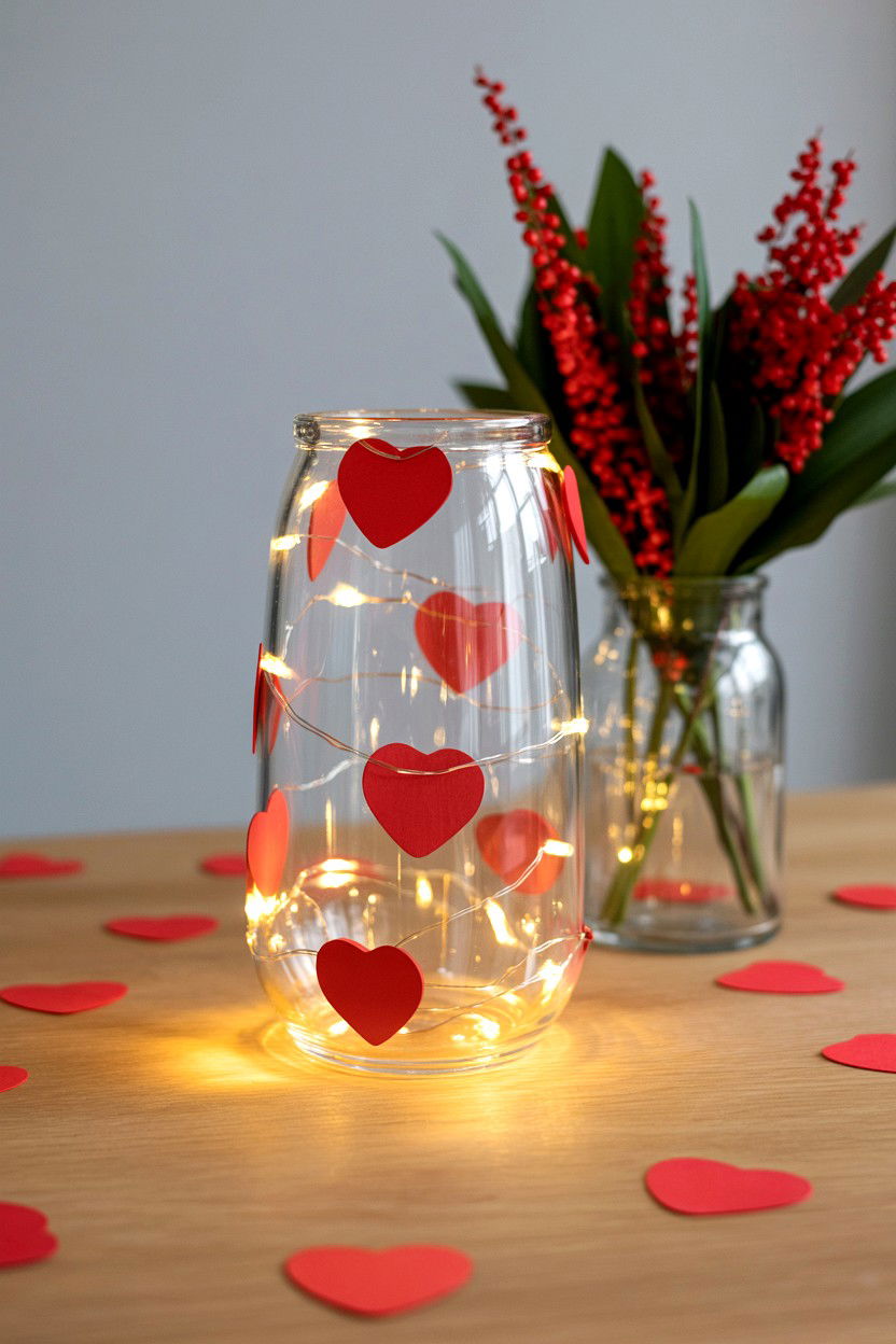 String Lights Centerpiece - 25 Valentine's Day Dinner Table Ideas