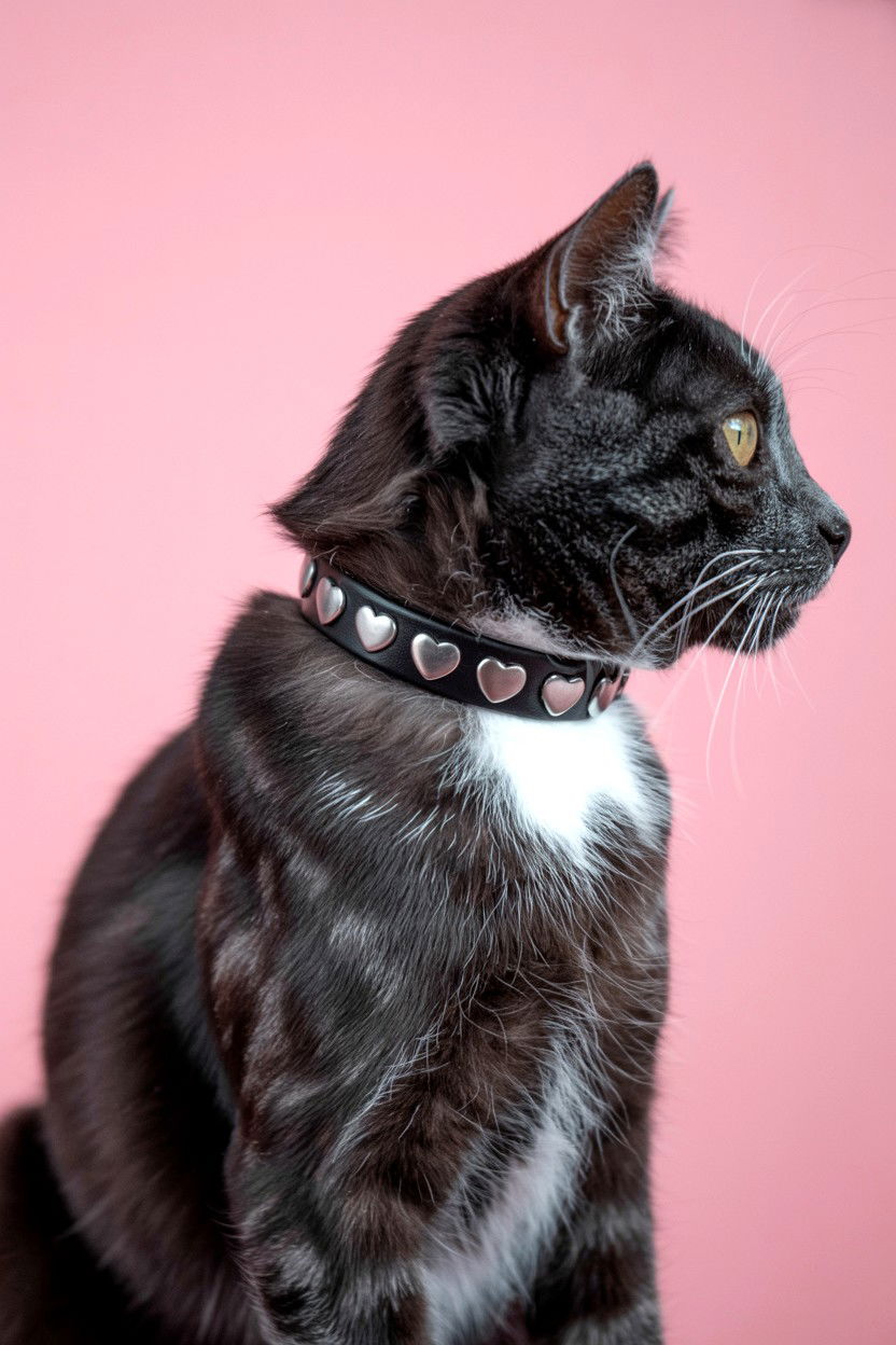 Studded Heart Cat Collar - 25 Valentine's Day Cat Collar Ideas