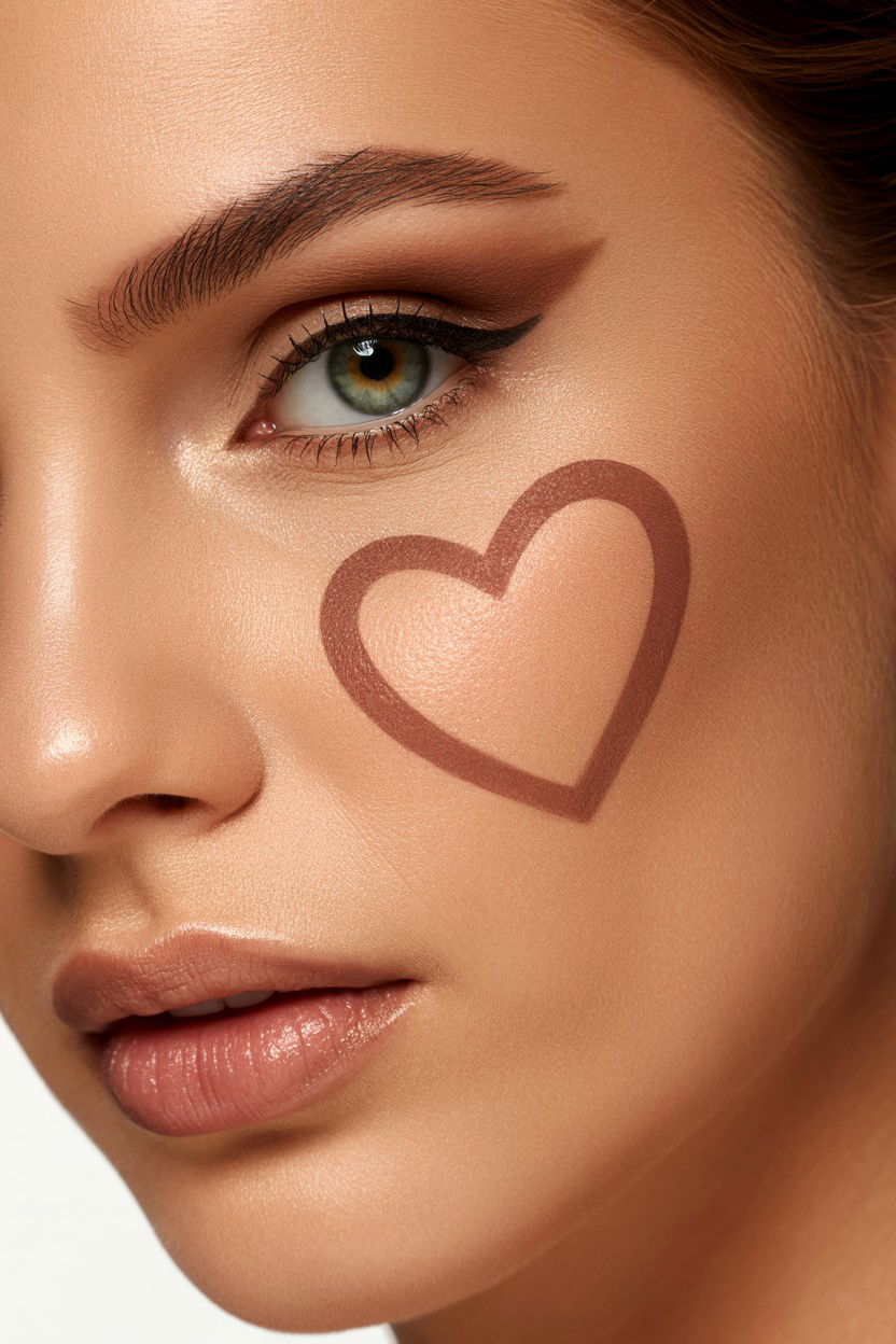Subtle Nude Heart Makeup - 25 Heart Makeup Valentine's Day Ideas