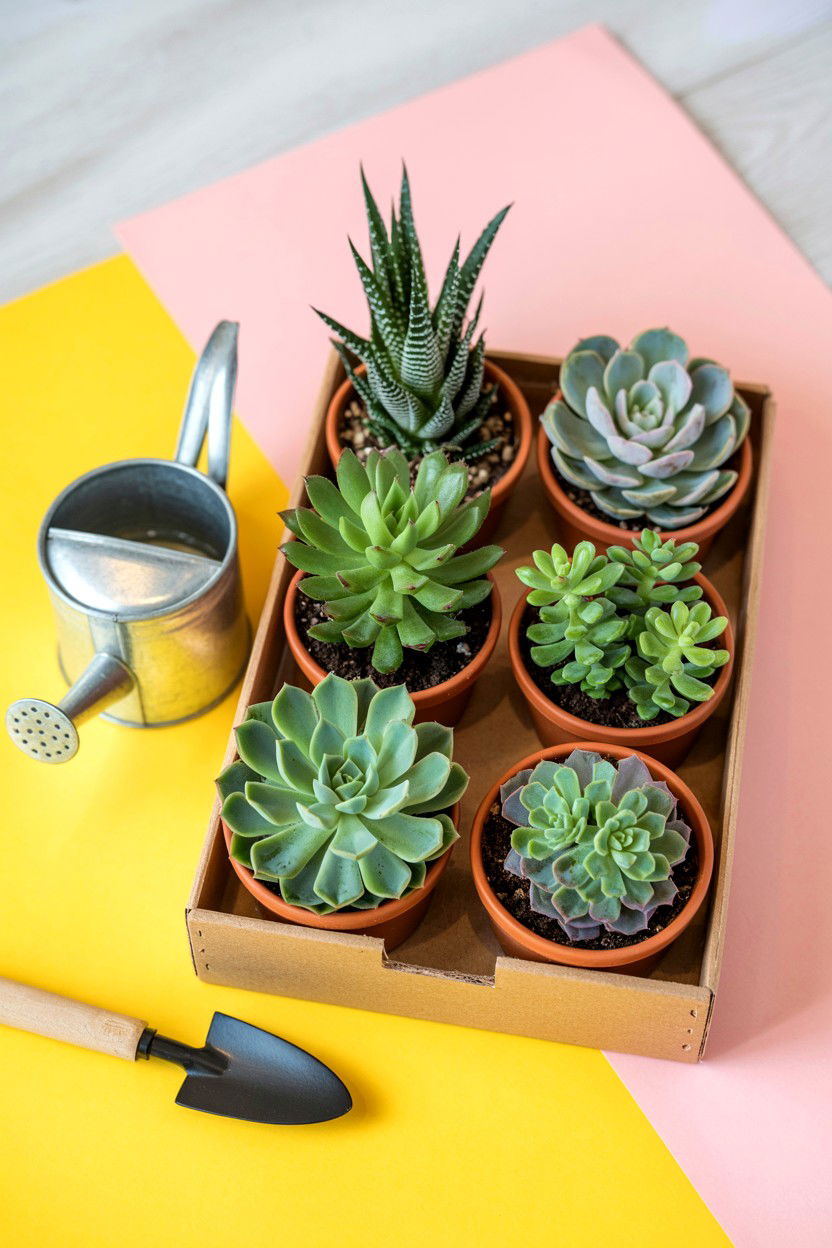 Succulent Care Package - 25 Valentine's Day At Home Gift Basket Ideas