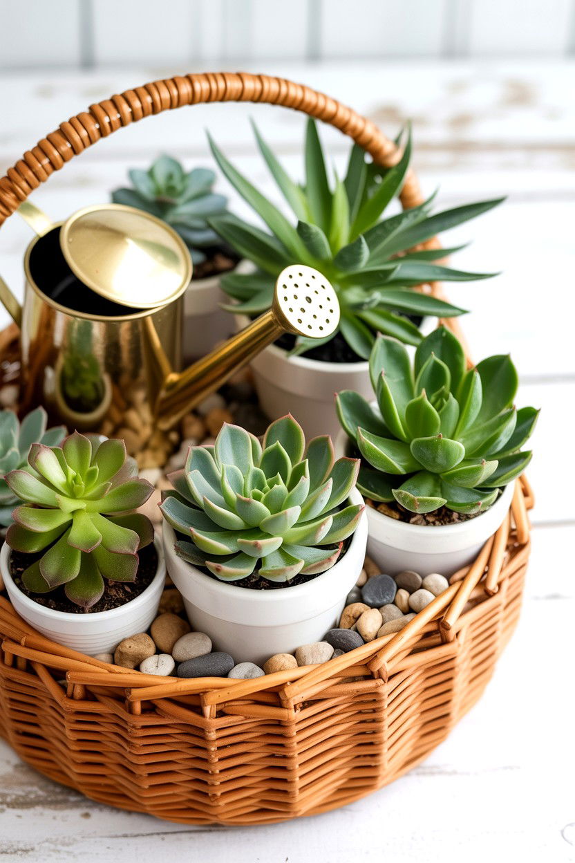 Succulent Gift Basket - 25 Valentine's Day Gift Basket Ideas