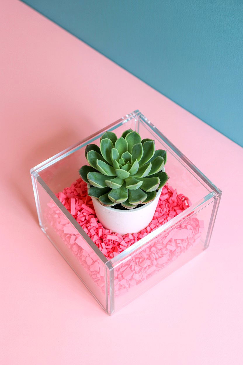 Succulent Gift Box - 25 Valentine's Day Clear Box Ideas
