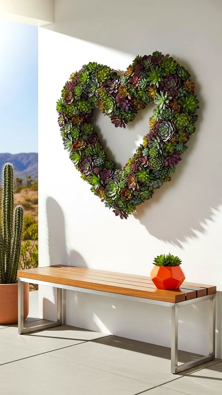 Succulent Heart Wreath - 25 valentine's day wreath ideas