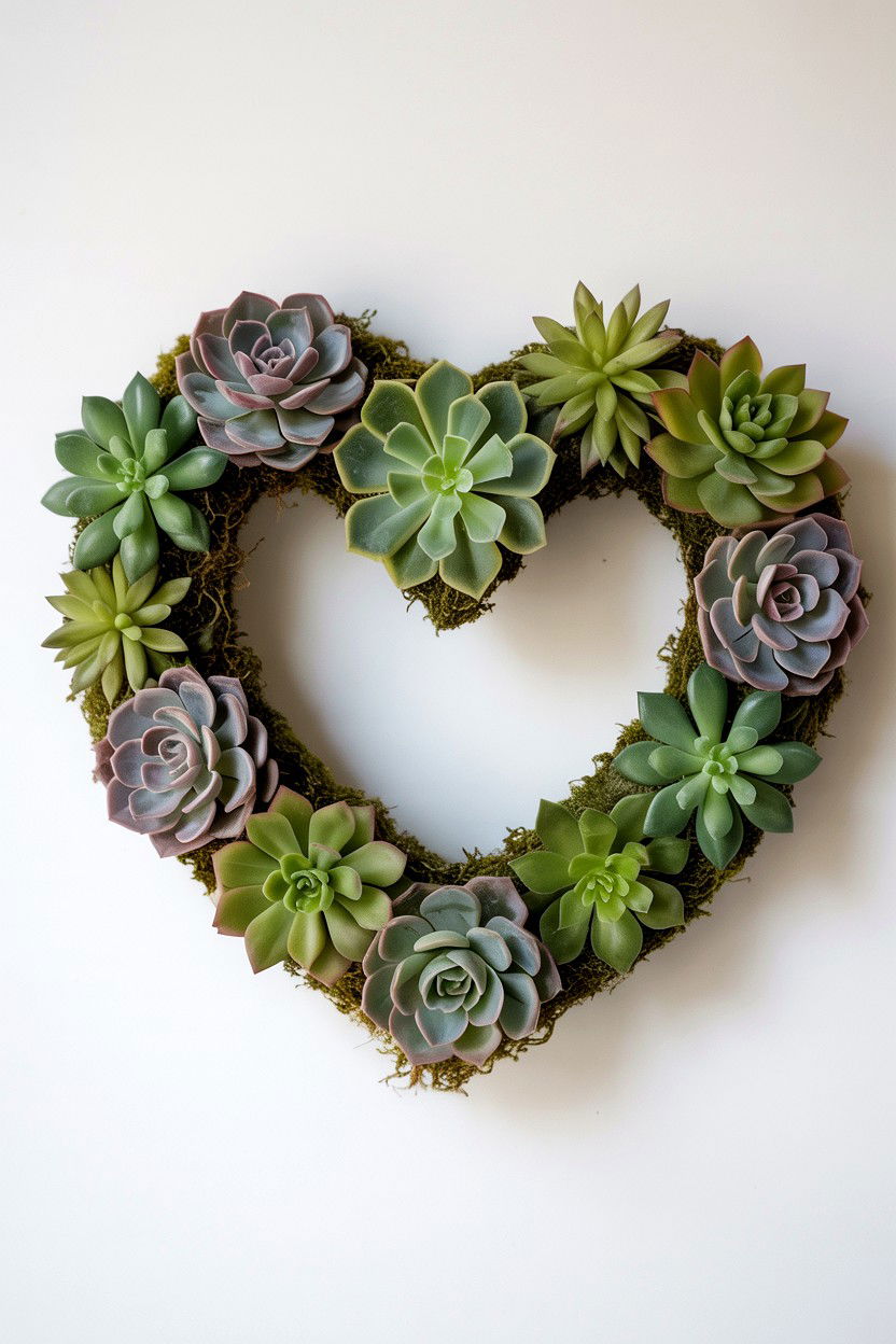 Succulent Heart - 25 Heart Shaped Wreath Ideas