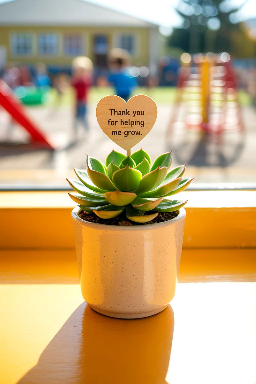 Succulent Plant Gift - 25 Valentine's Day Teacher Appreciation Ideas