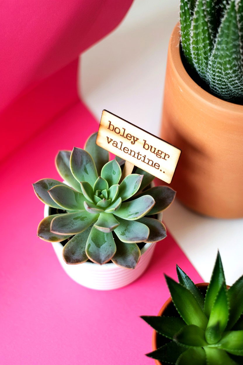 Succulent Valentine Gift - 25 Valentine's Day Puns