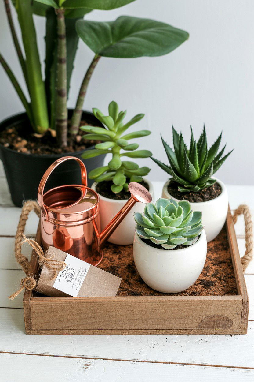 Succulent gift basket - 25 Valentine's Day Teacher Gift Basket Ideas