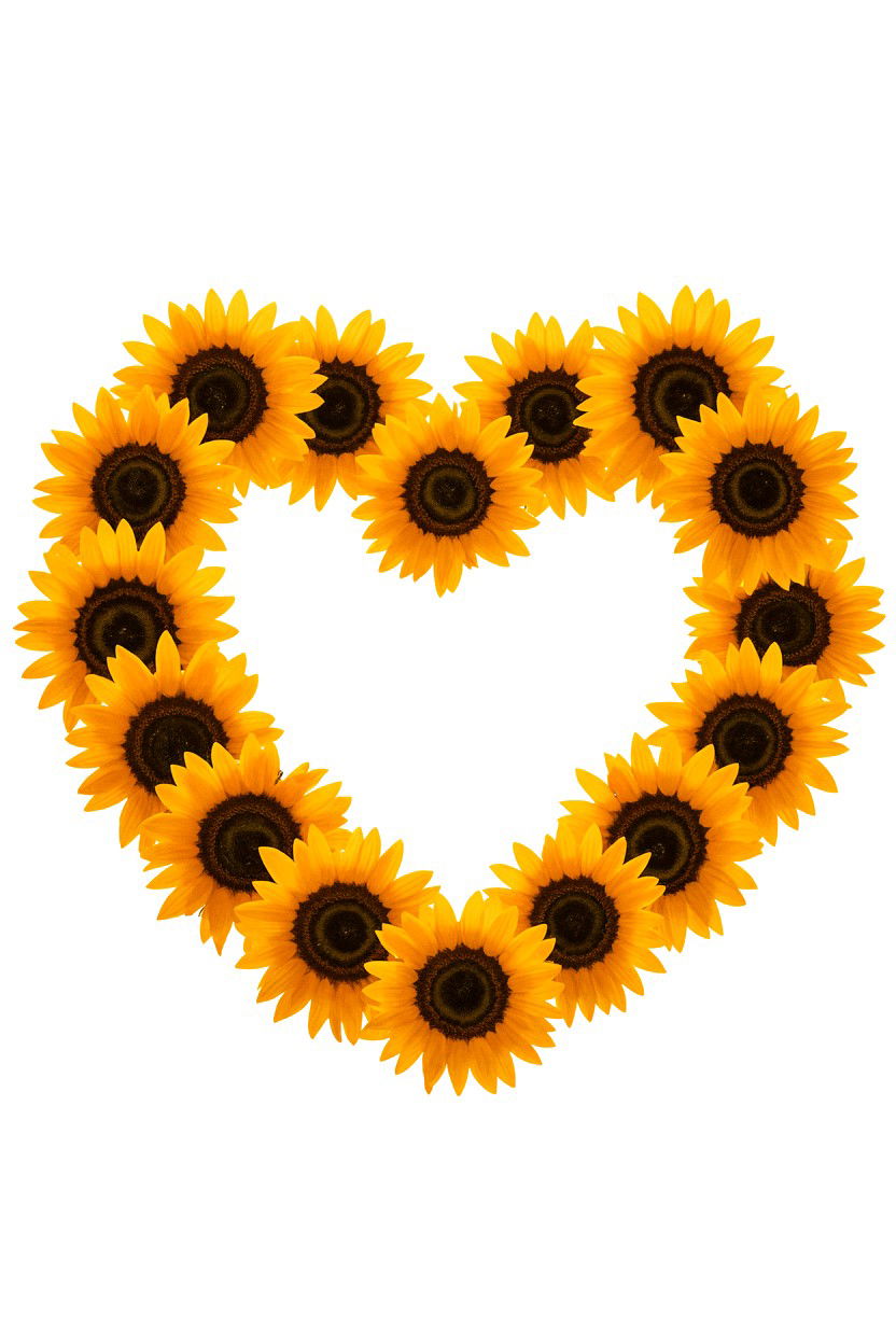 Sunflower Heart Wreath - 25 Valentine's Day Flower Heart Ideas