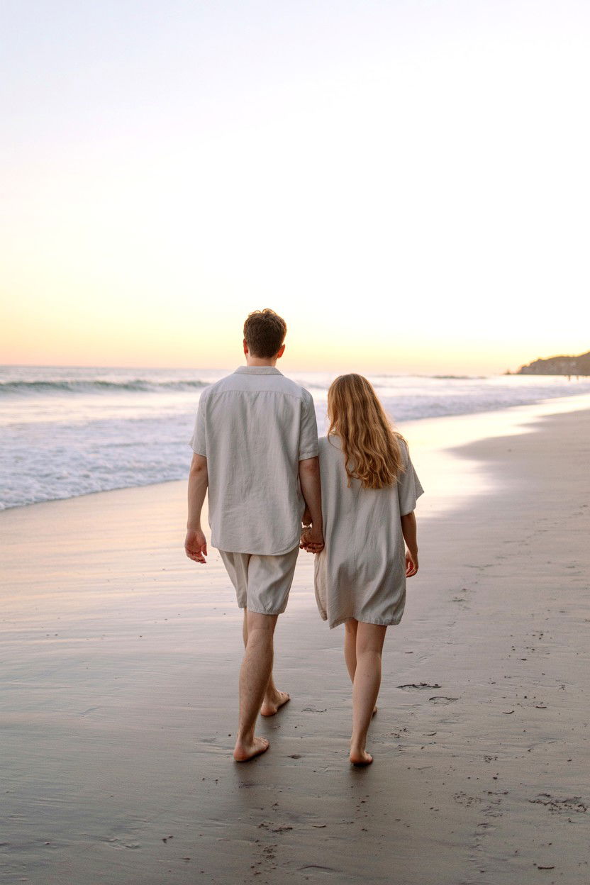 Sunset Beach Stroll - 25 Valentine's Day Candid Photo Ideas