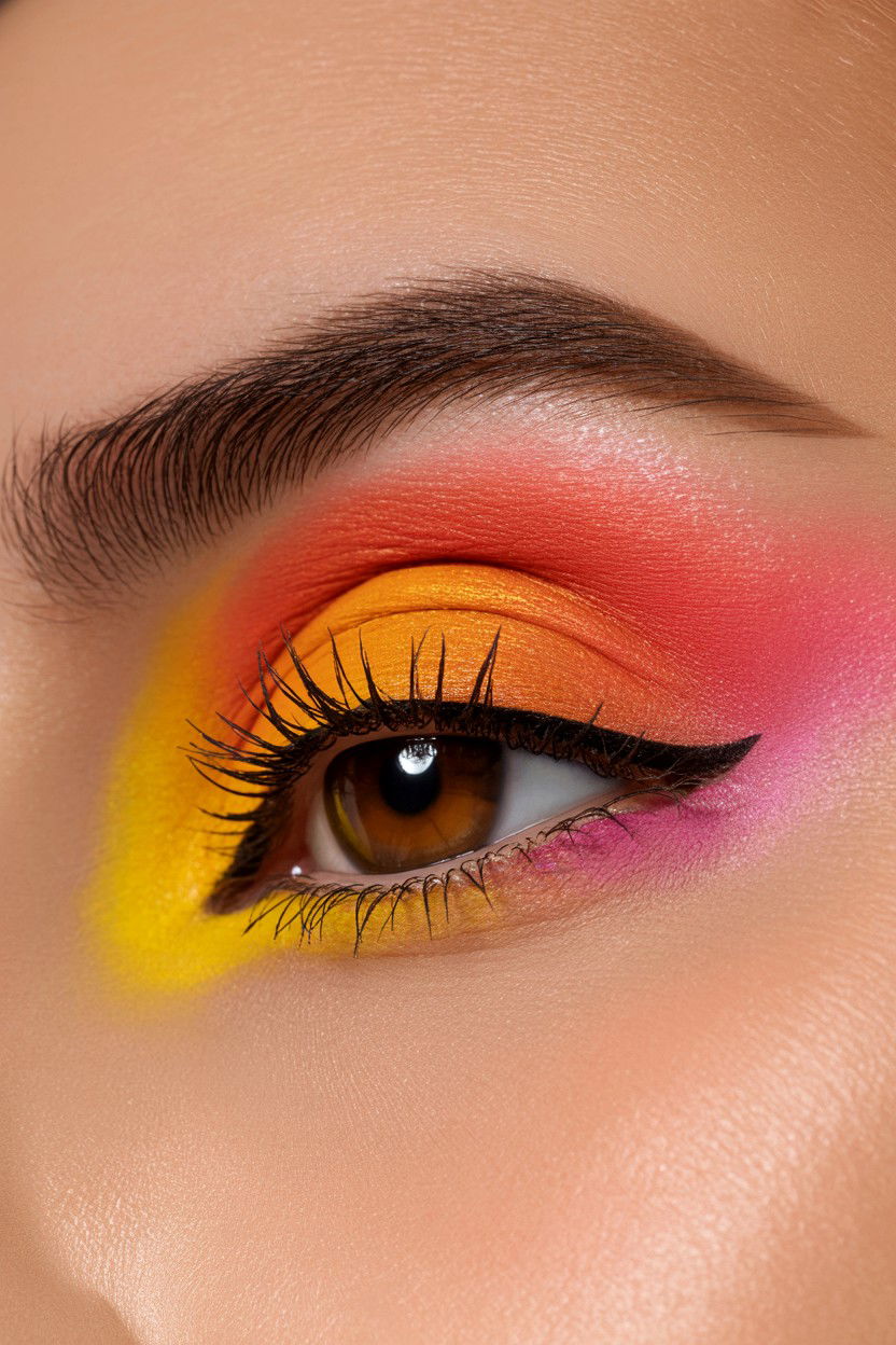 Sunset Gradient Shadow - 25 Valentine's Day Makeup for Brown Eyes