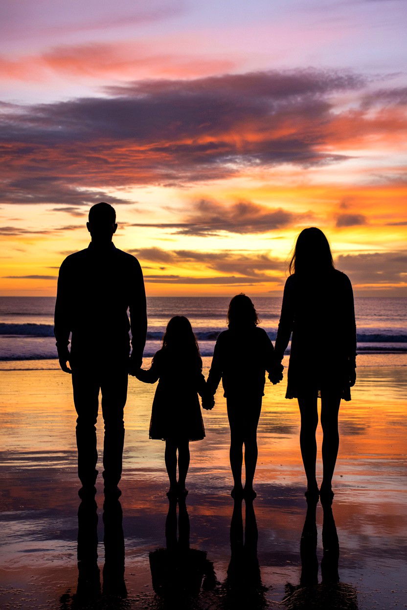 Sunset Silhouette Photo - 25 Valentine's Day Family Photo Ideas