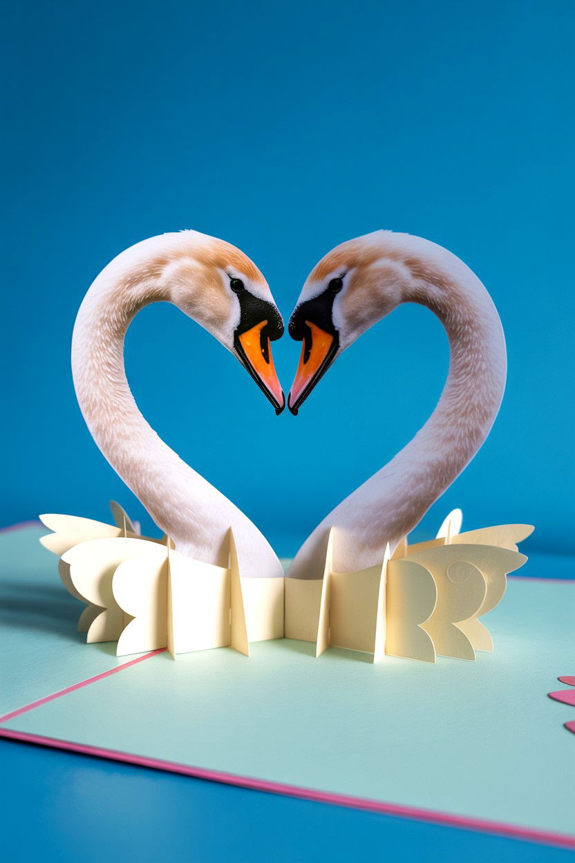 Swan Lake Heart - 25 Pop Up Valentine's Day Card Ideas
