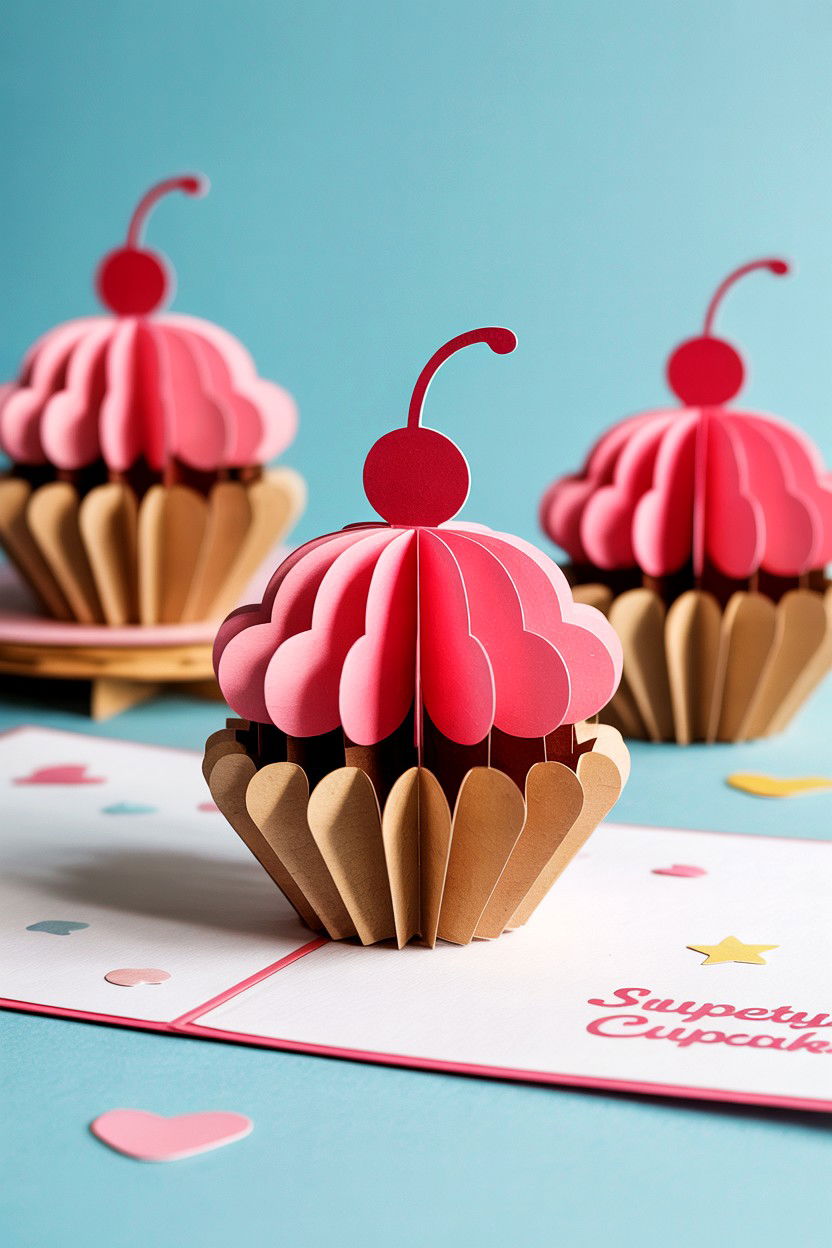 Sweet Cupcake Pop Up - 25 Pop Up Valentine's Day Card Ideas
