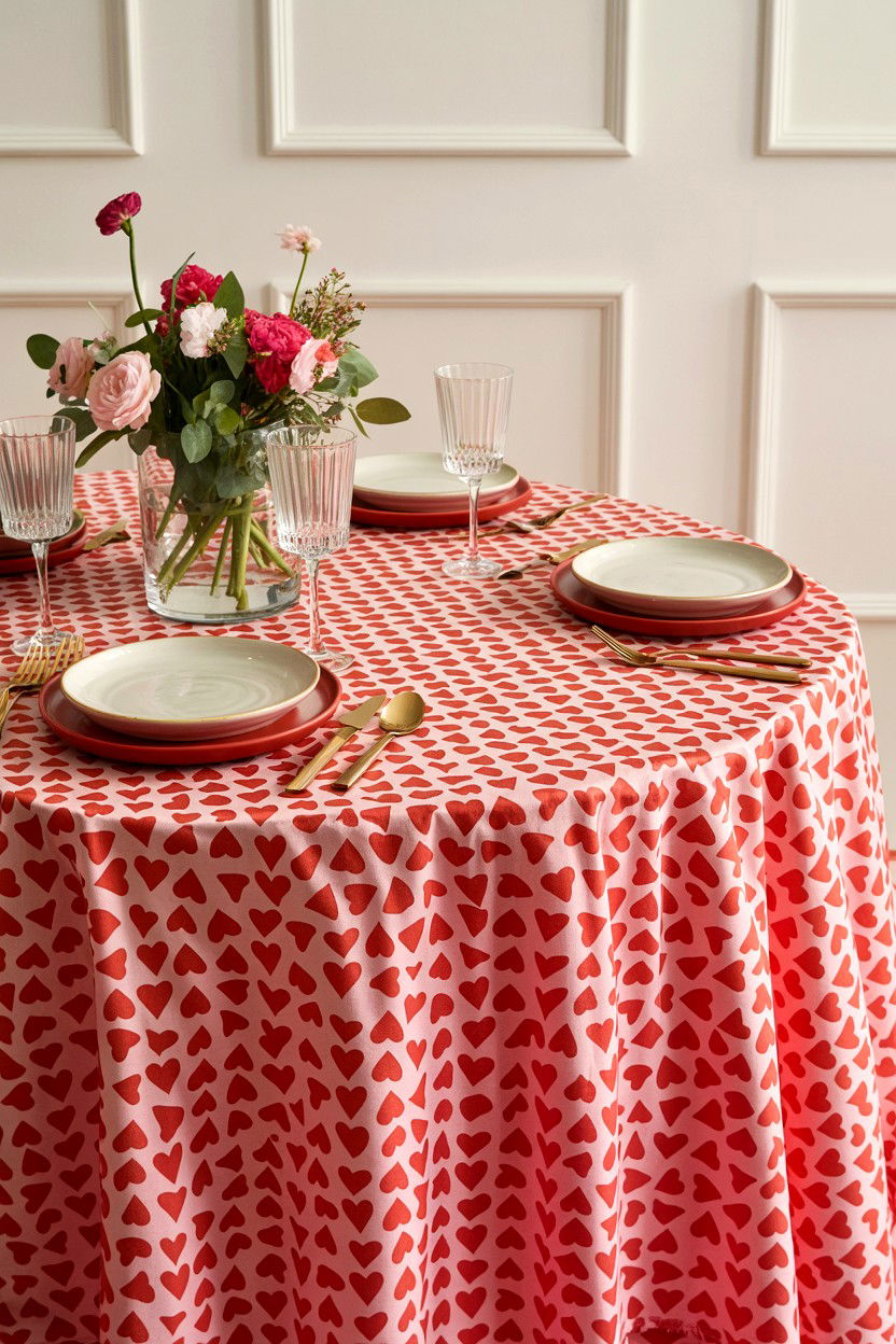 Sweet Heart Tablecloth - 25 Valentine's Day Brunch Party Ideas