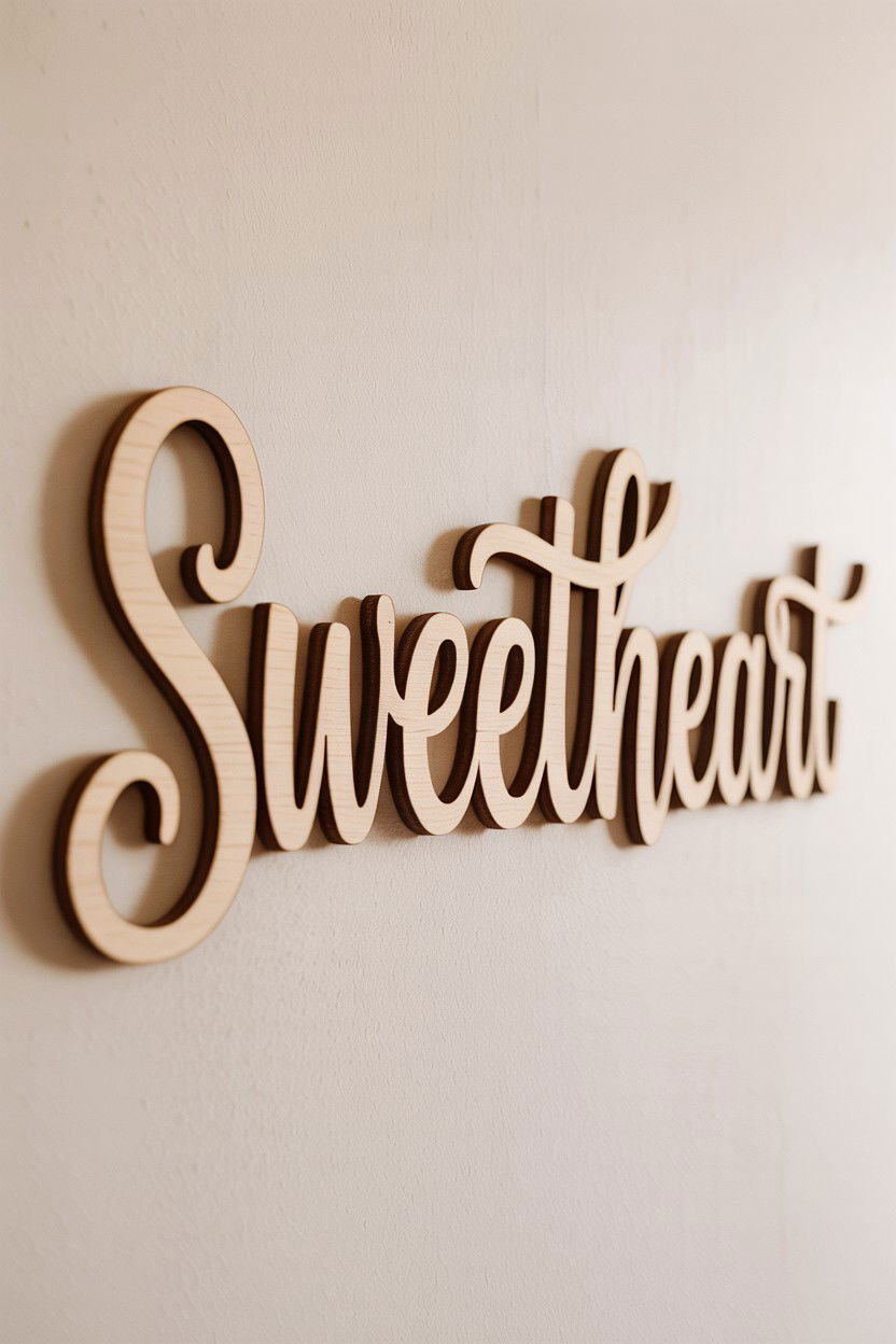 Sweetheart Script Wood Sign - 25 Valentine's Day Wood Sign Ideas
