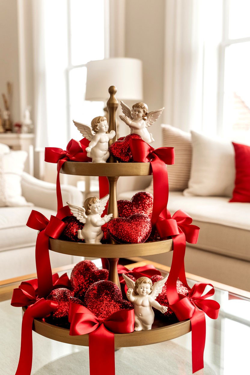 Sweetheart Valentine Tiered Tray - 25 Dollar Store Valentine's Day Tiered Tray Ideas
