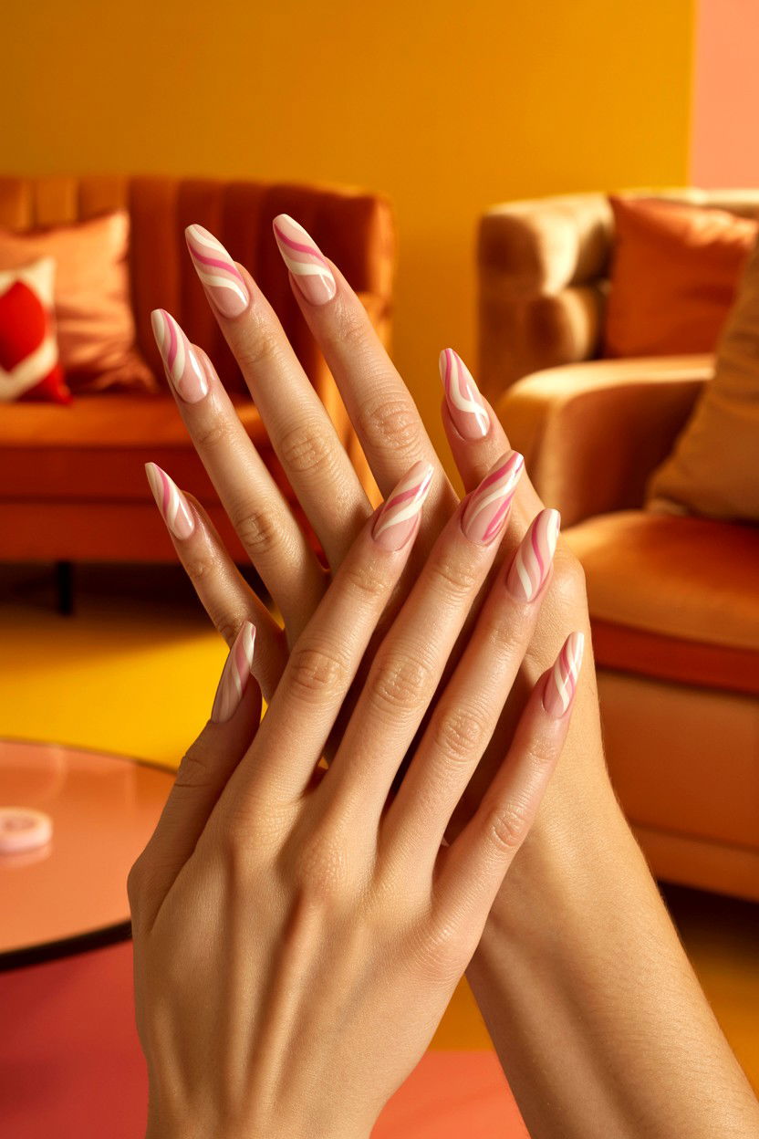 Swirl French Tip Valentine - 25 French Tip Valentine's Day Nails