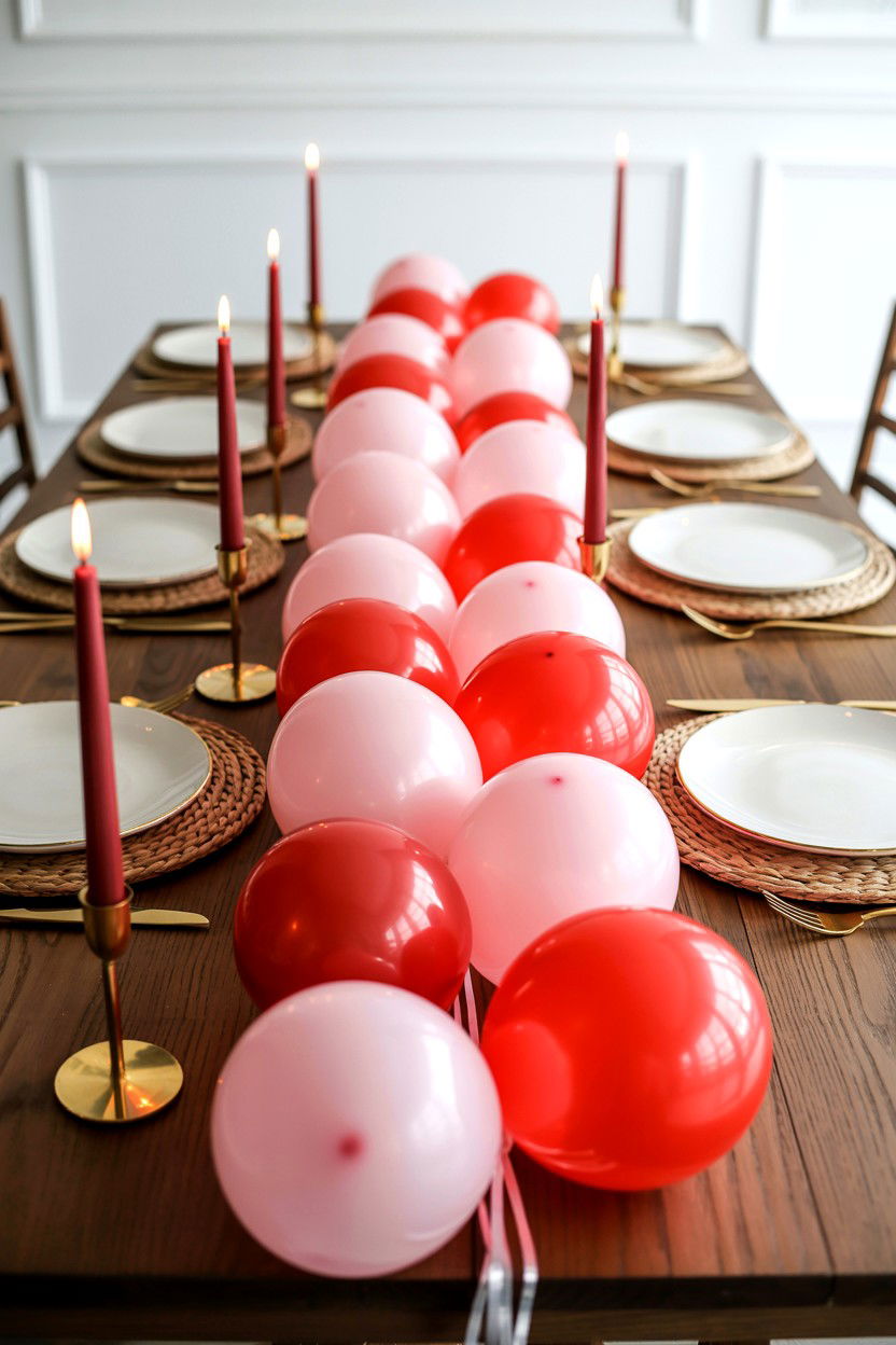 Table runner balloon garland - 25 Valentine's Day Balloon Garland Ideas