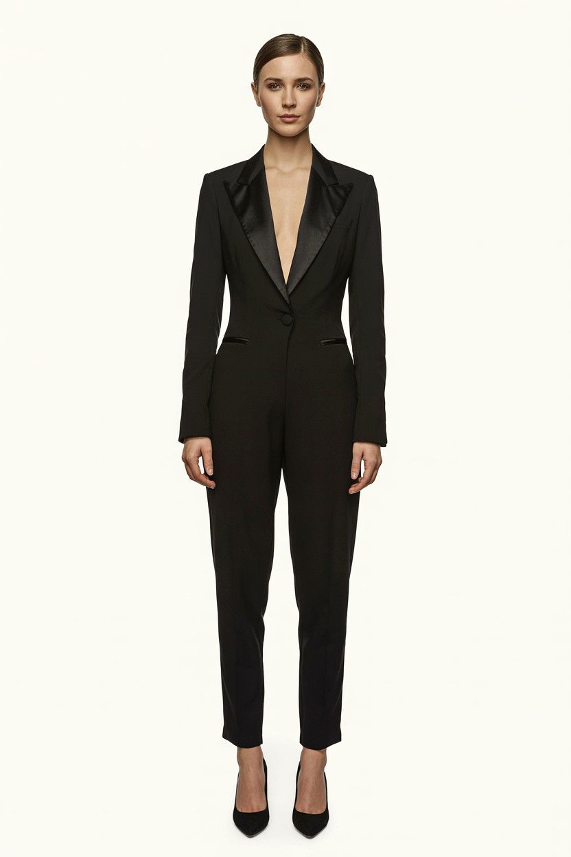 Tailored Tuxedo Jumpsuit - 25 Valentine's Day Jumpsuit Ideas