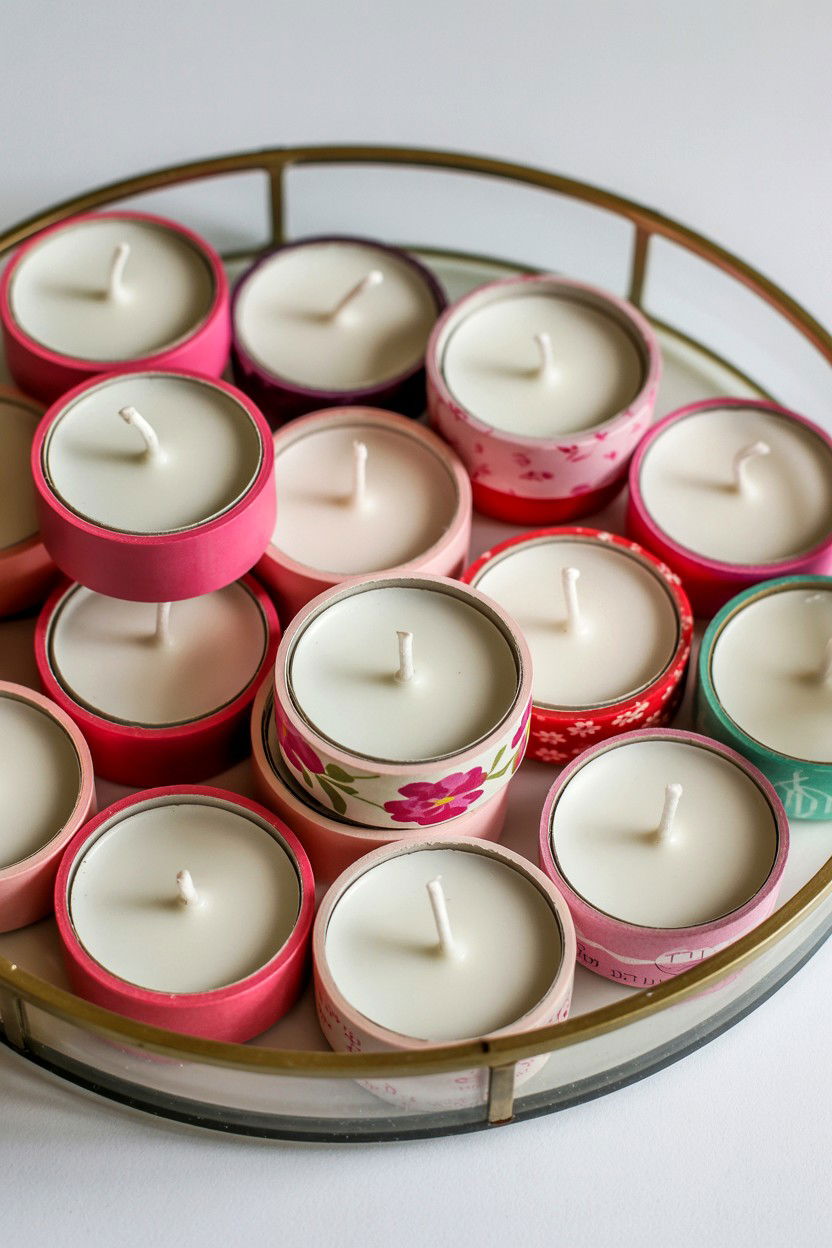 Tea Light Candle - 25 Valentine's Day Washi Tape Ideas
