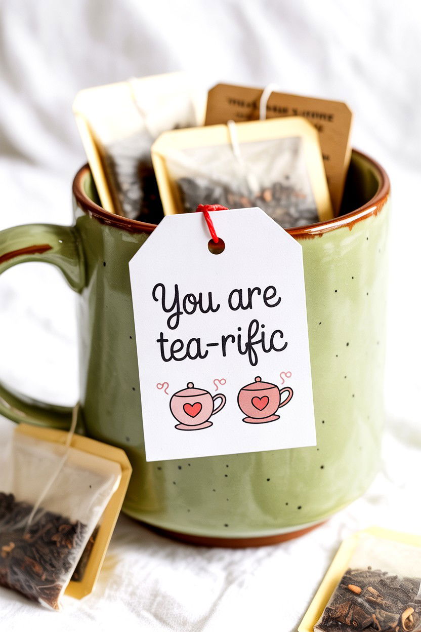 Tea Teacher Valentine Tag - 25 Valentine's Day Teacher Gift Tag Ideas