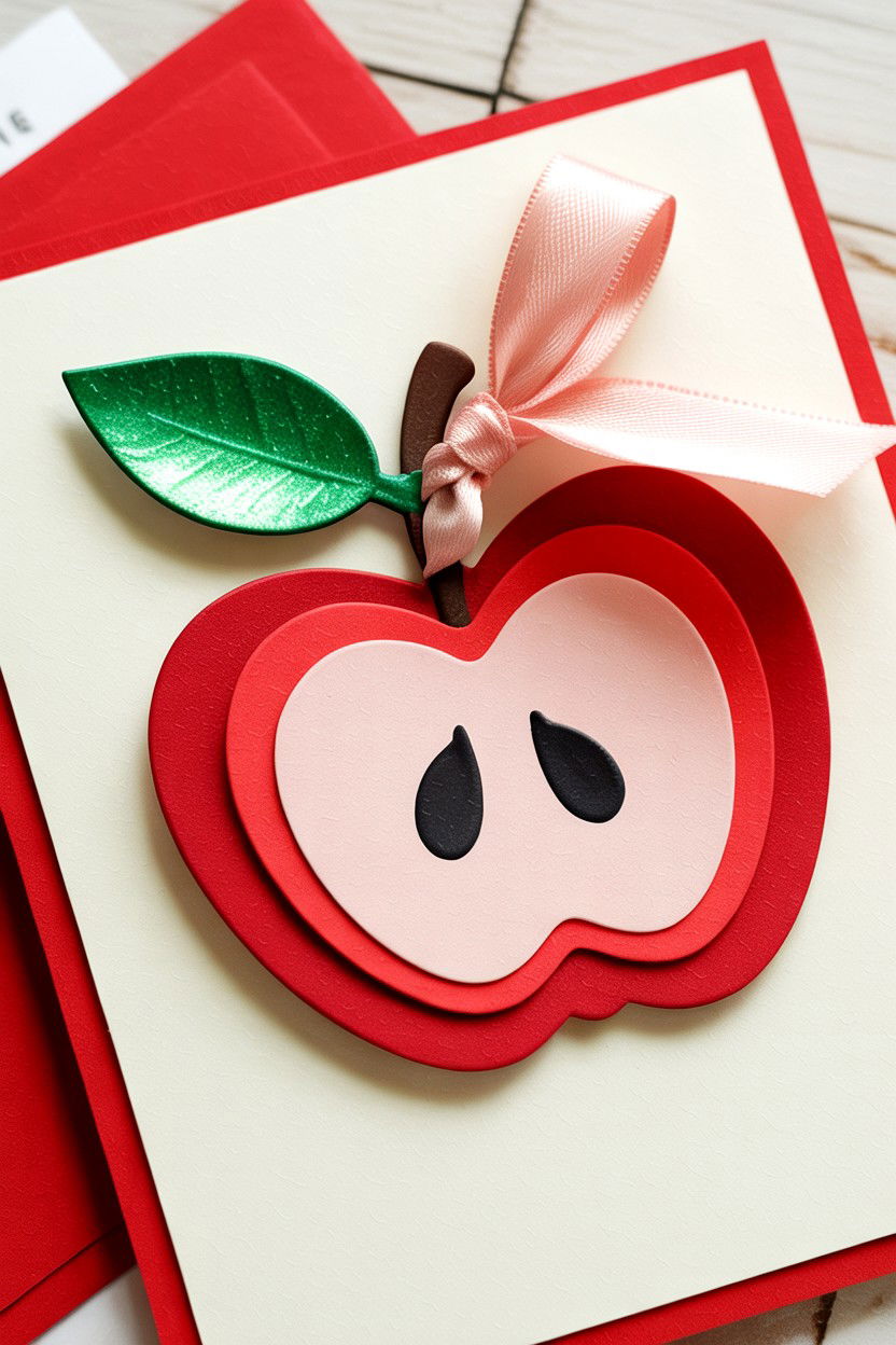 Teacher Valentine Card With Apple - 25 Valentine's Day Cards for Teachers