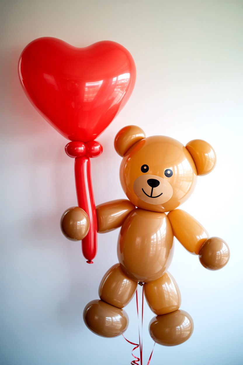 Teddy Bear Balloon Sculpture - 25 Valentine's Day Party Balloon Ideas