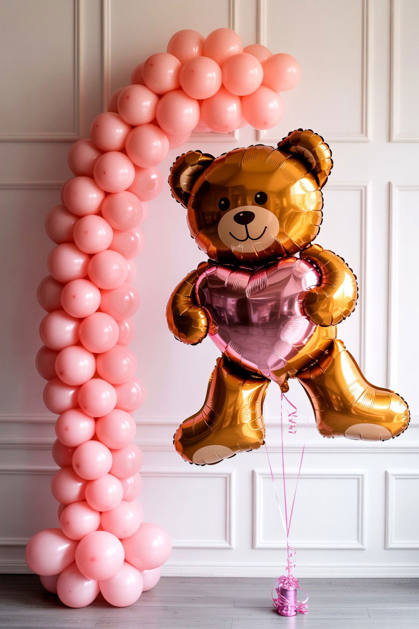 Teddy bear balloon arch - 25 Valentine's Day Balloon Arch Ideas