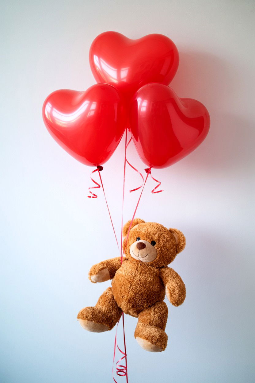 Teddy bear balloon holder - 25 Valentine's Day Balloon Centerpiece Ideas