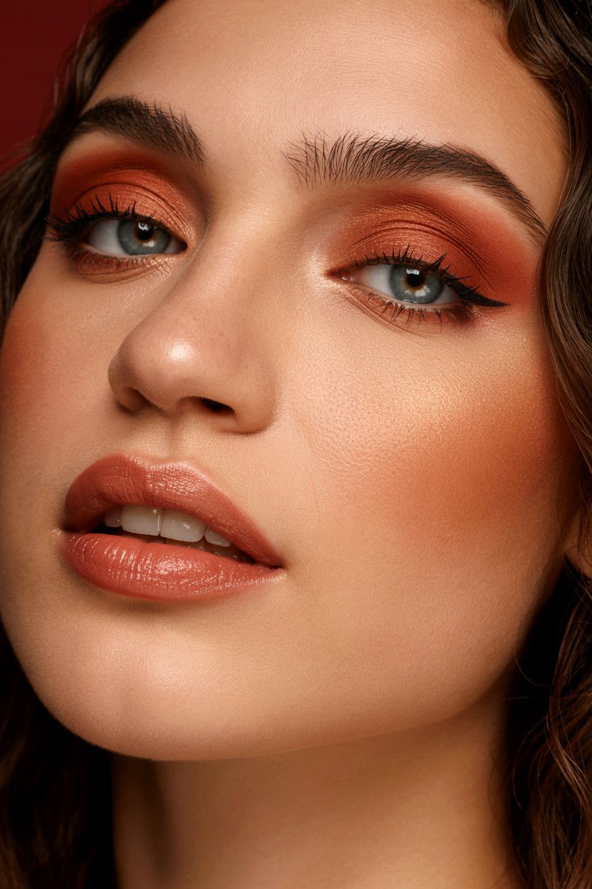 Terracotta Makeup Look - 25 Monochromatic Valentine's Day Makeup