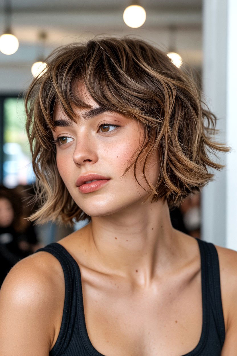 Textured Bob With Bangs - 25 Valentine's Day Short Hair Ideas