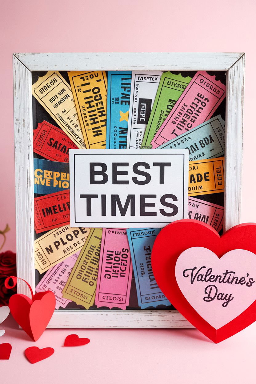 Ticket Stub Shadow Box - 25 Valentine's Day Shadow Box Ideas