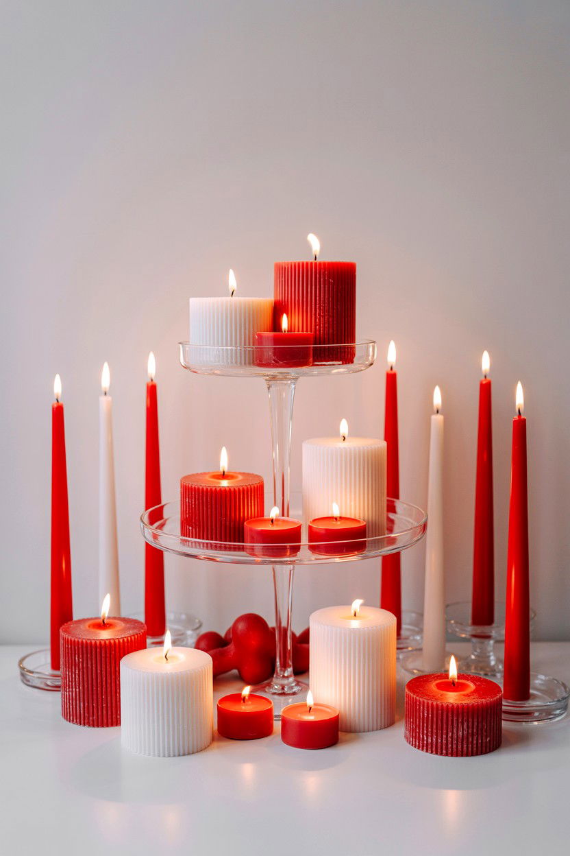 Tiered Candle Display - 25 Valentine's Day Candle Ideas
