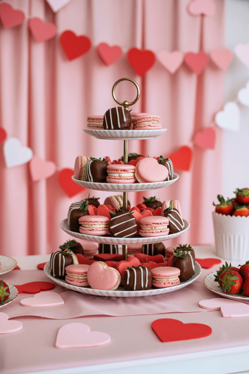 Tiered Dessert Stand - 25 Valentine's Day Party Table Ideas