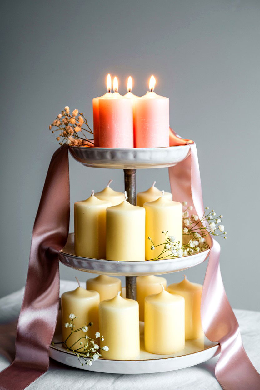 Tiered Pillar Candles - 25 Valentine's Day Pillar Candle Ideas