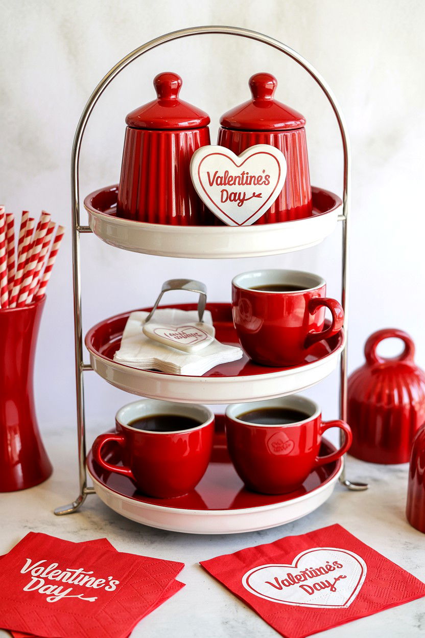 Tiered Tray Coffee Bar Accessories - 25 Valentine's Day Coffee Bar Tiered Tray Ideas
