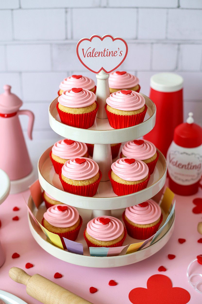 Tiered Tray Cupcake Decor Valentine - 25 Valentine's Day Coffee Bar Tiered Tray Ideas
