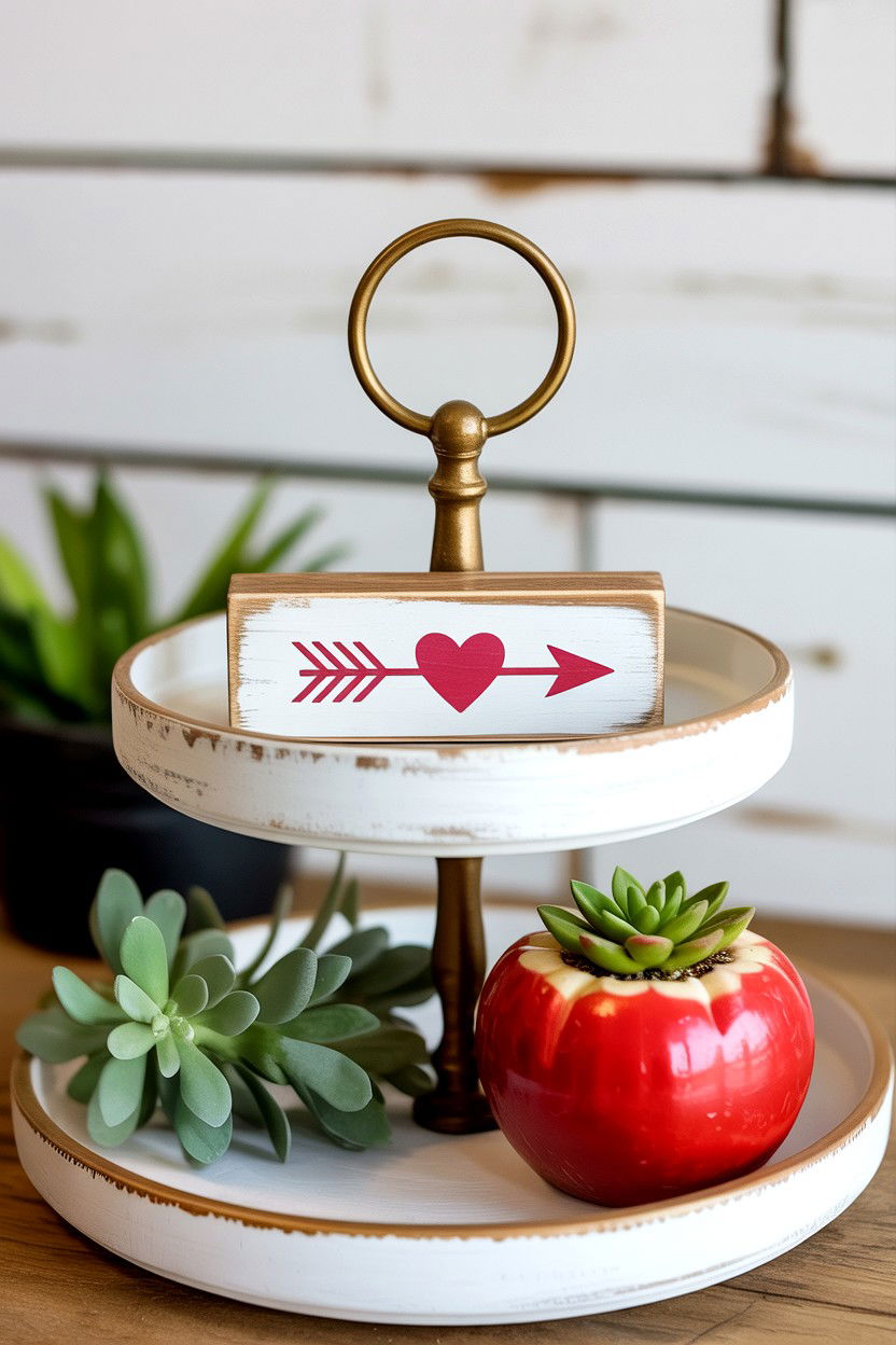 Tiered Tray Mini Sign - 25 Rustic Valentine's Day Sign Ideas
