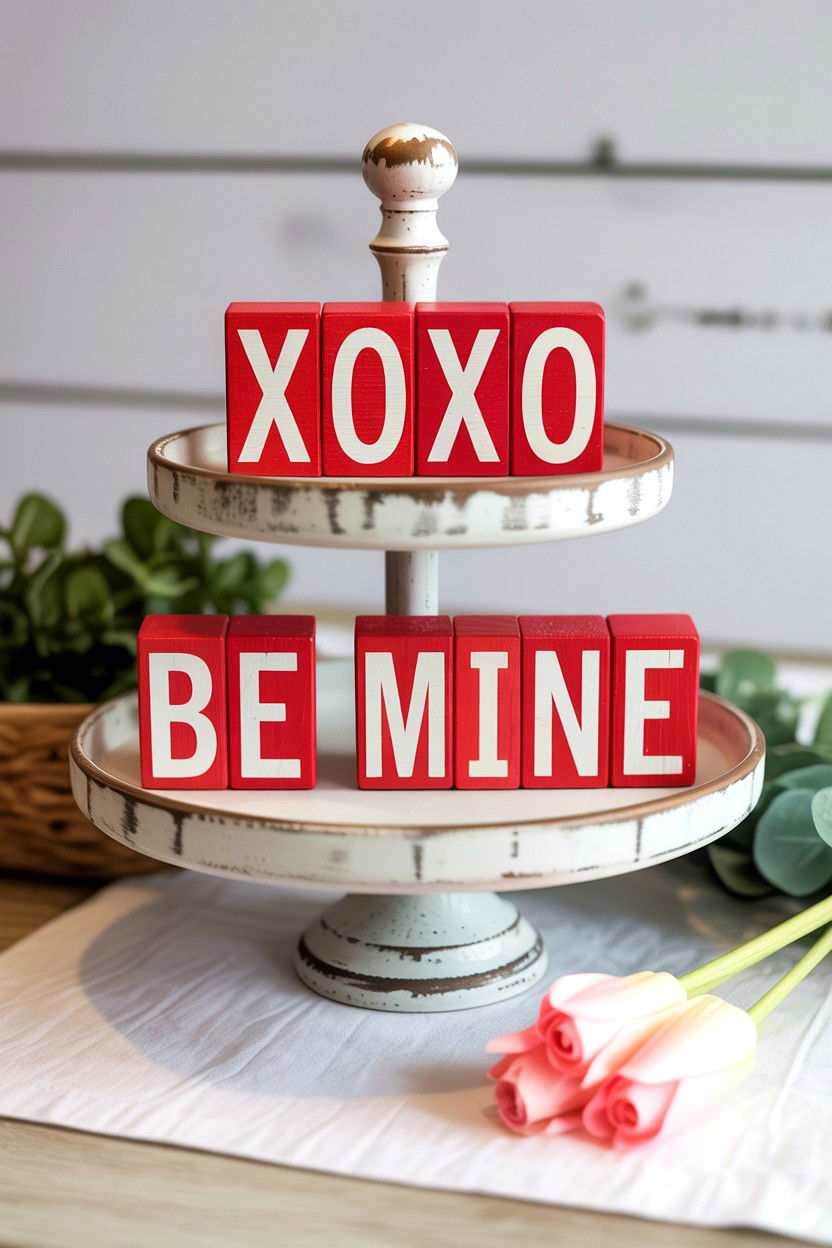 Tiered Tray Sign - 25 Valentine's Day Love Sign Ideas