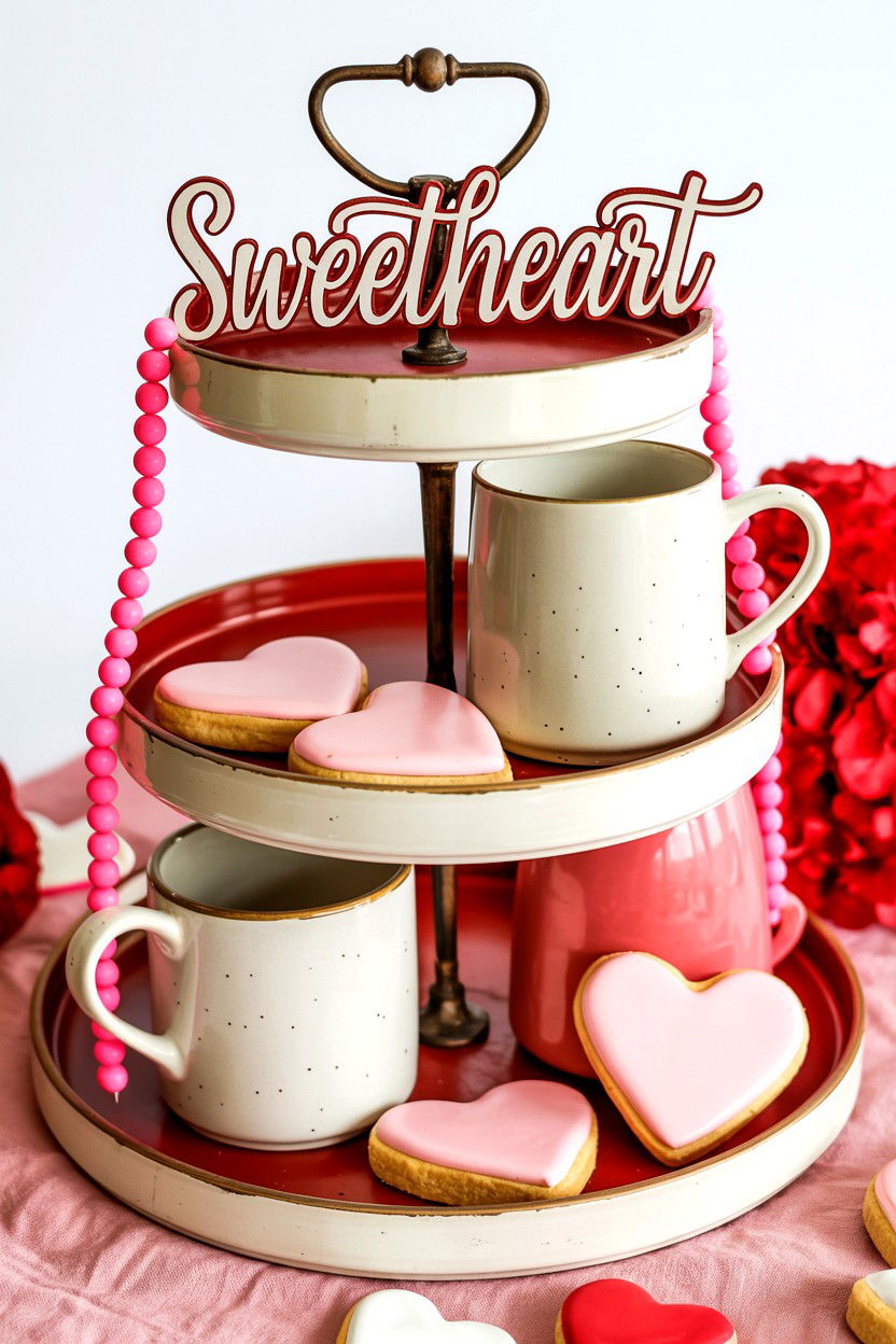 Tiered Tray Valentine Sign - 25 Valentine's Day Sign Ideas