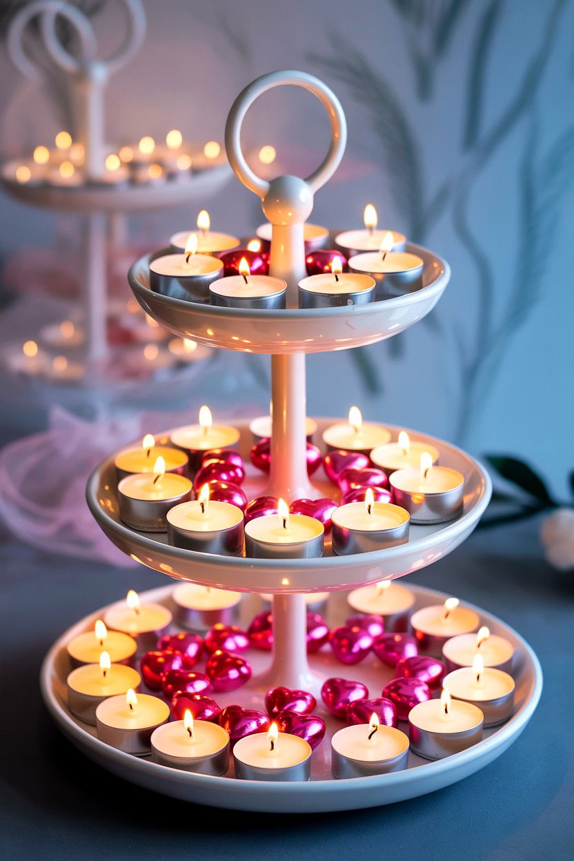 Tiered tea light tray - 25 Valentine's Day Tea Light Ideas